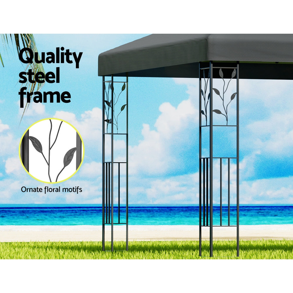 Marlook Gazebo 4x3m Marquee Outdoor Wedding Party Event Tent Home Iron Art Shade Grey