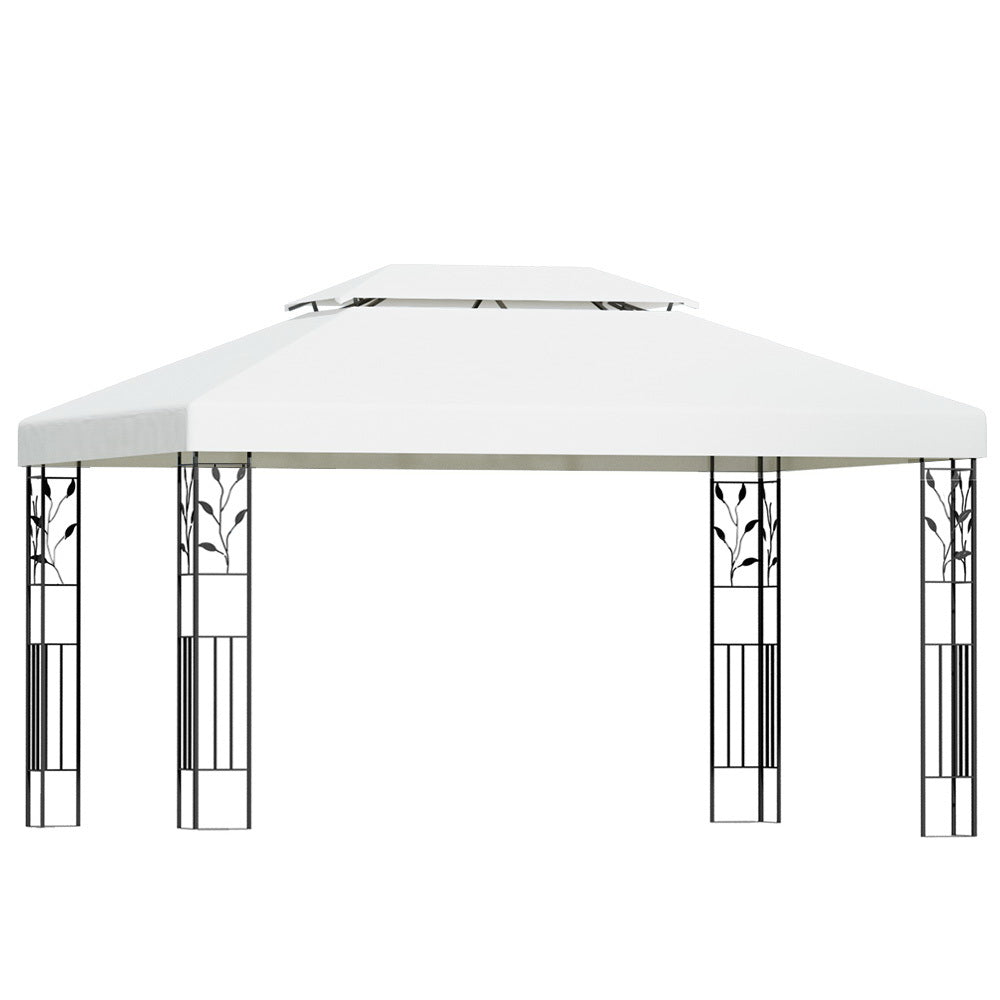 Marlook Gazebo 4x3m Marquee Outdoor Wedding Party Event Tent Home Iron Art Shade White