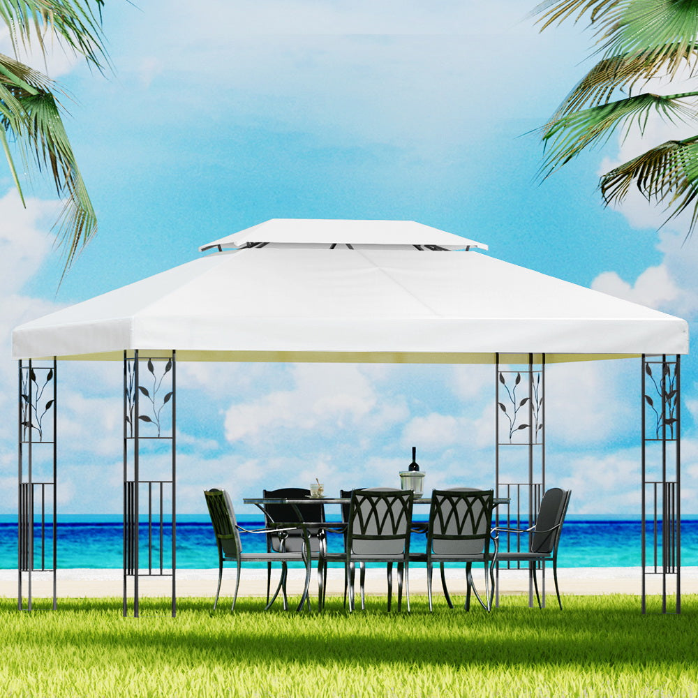 Marlook Gazebo 4x3m Marquee Outdoor Wedding Party Event Tent Home Iron Art Shade White