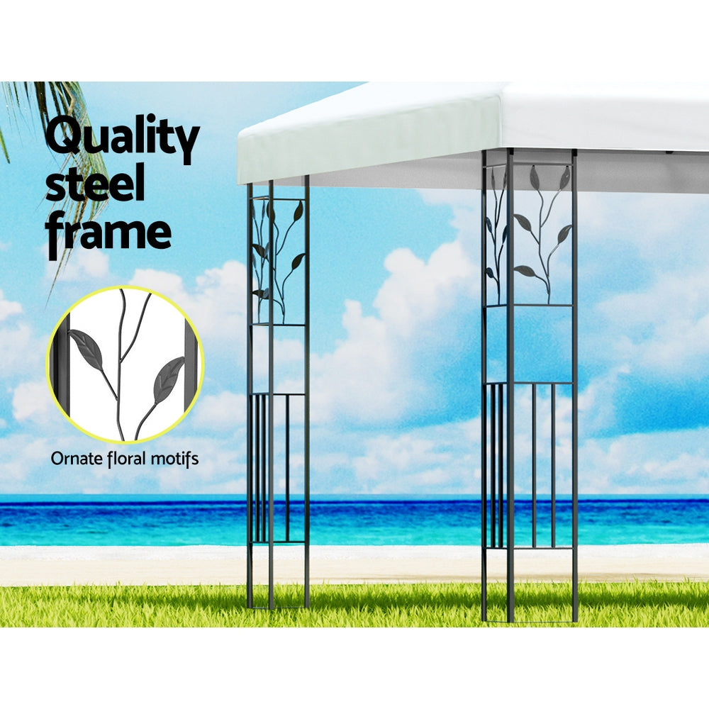 Marlook Gazebo 4x3m Marquee Outdoor Wedding Party Event Tent Home Iron Art Shade White