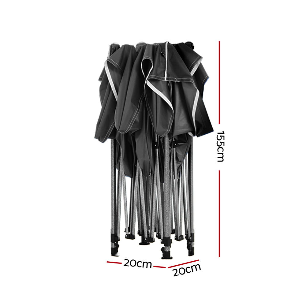Marlook Gazebo Pop Up Marquee 3x3 Folding 500D Wedding Tent Base Pod Black