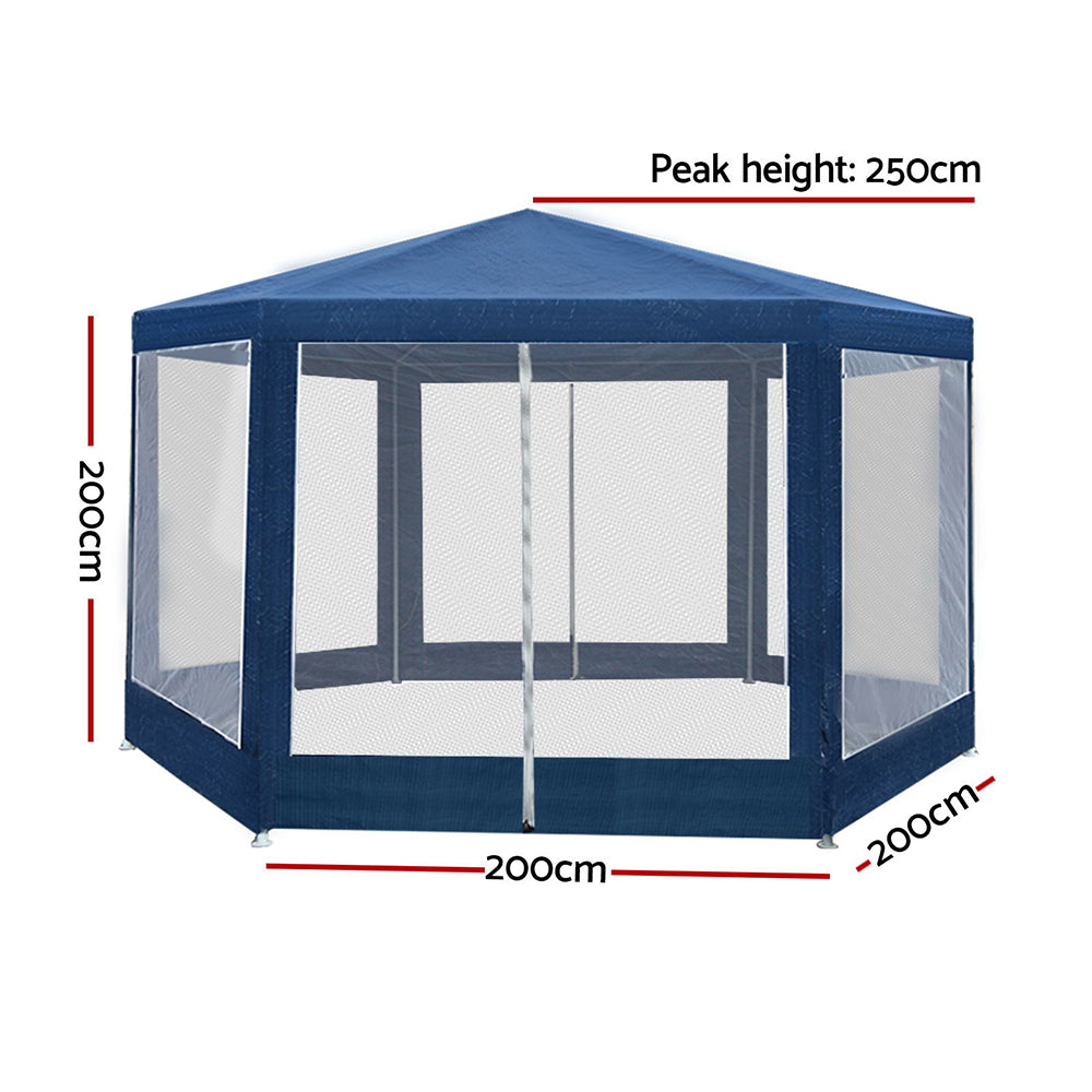 Marlook Gazebo?2x2m Marquee Wedding Party Tent Outdoor Camping Mesh Wall Canopy Shade Gazebos Navy