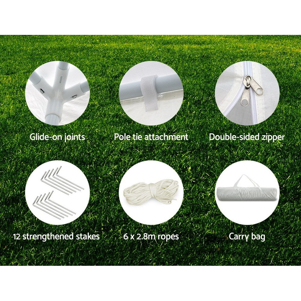 Marlook Gazebo 3x6m Marquee Wedding Party Tent Outdoor Camping Side Wall Canopy 4 Panel White