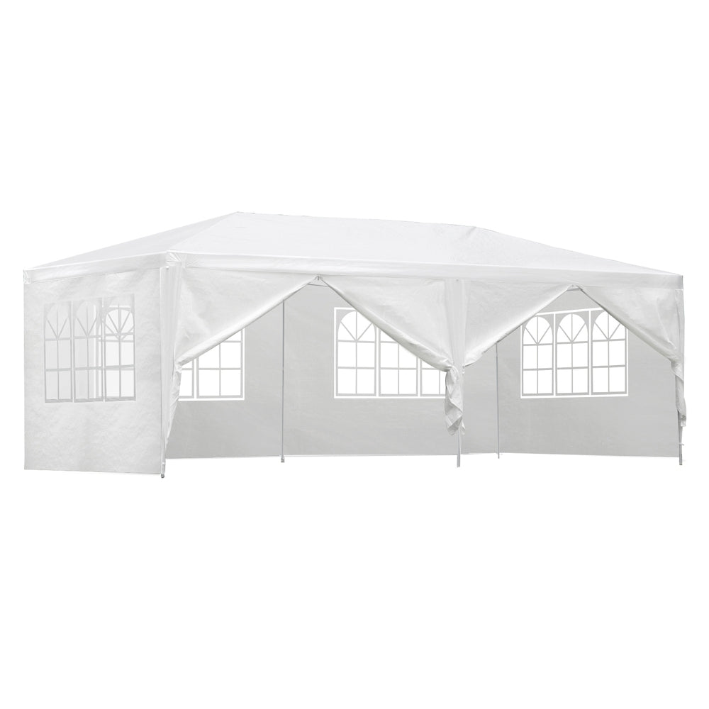 Marlook Gazebo 3x6m Marquee Wedding Party Tent Outdoor Camping Side Wall Canopy 6 Panel White