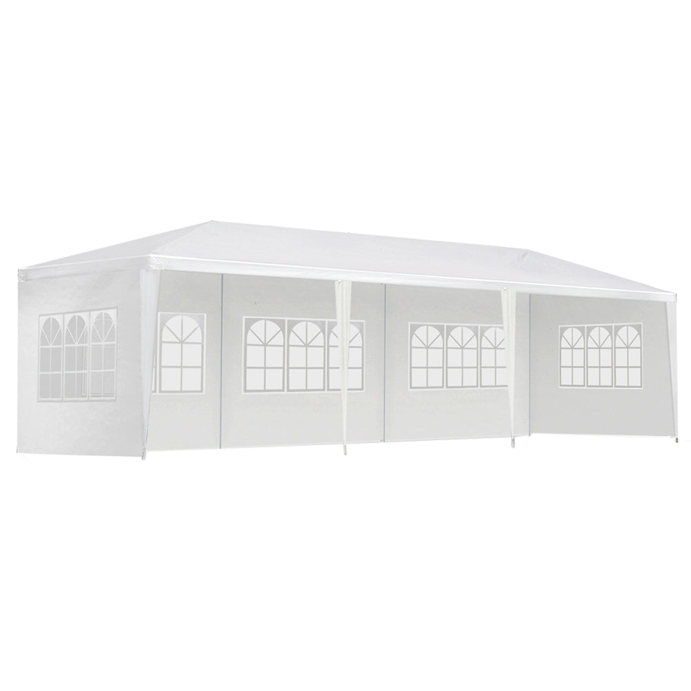 Marlook Gazebo 3x9m Marquee Wedding Party Tent Outdoor Camping Side Wall Canopy 5 Panel White
