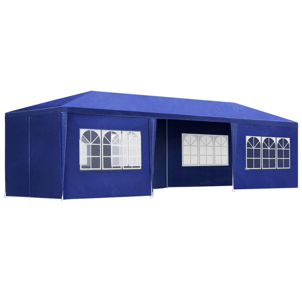 Marlook Gazebo 3x9m Marquee Wedding Party Tent Outdoor Camping Side Wall Canopy 8 Panel Blue