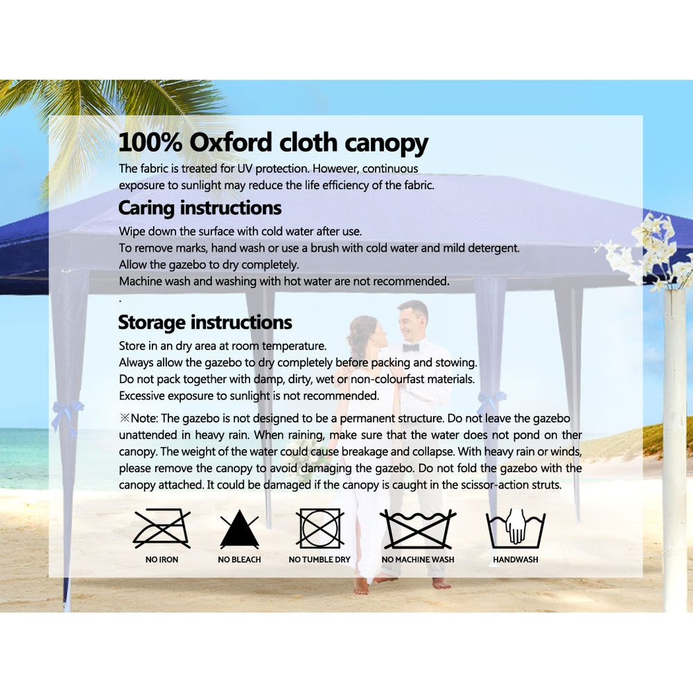 Marlook Gazebo 3x9m Marquee Wedding Party Tent Outdoor Camping Side Wall Canopy 8 Panel Blue