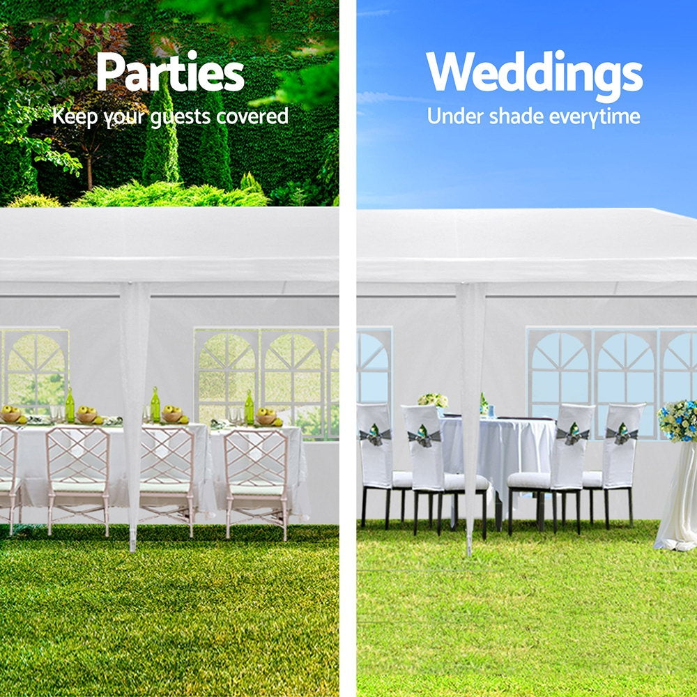 Marlook Gazebo 3x9m Marquee Wedding Party Tent Outdoor Camping Side Wall Canopy 8 Panel White