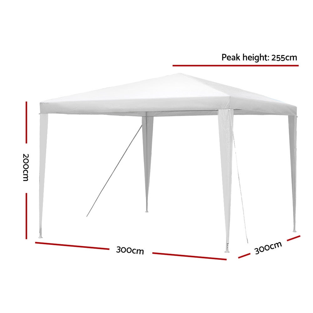 Marlook Gazebo 3x3m Wedding Party Marquee Tent Outdoor Event Camping Canopy Shade White