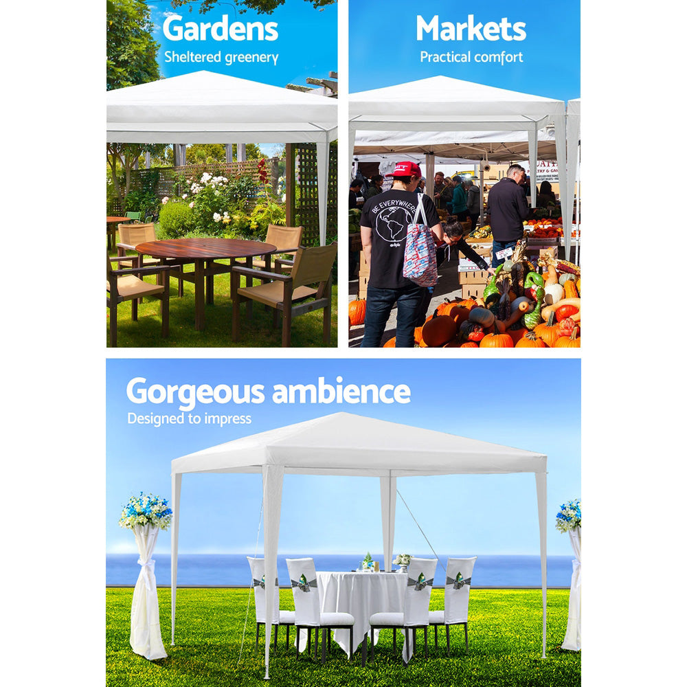 Marlook Gazebo 3x3m Wedding Party Marquee Tent Outdoor Event Camping Canopy Shade White