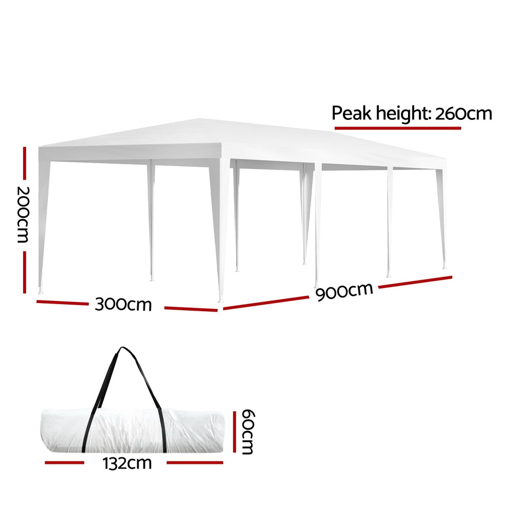 Marlook Gazebo 3x9 Wedding Party Marquee Tent Outdoor Event Camping Shade White