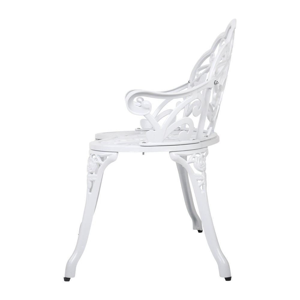 Marlook Outdoor Garden Bench Seat 100cm Cast Aluminium Outdoor Patio Chair Vintage White