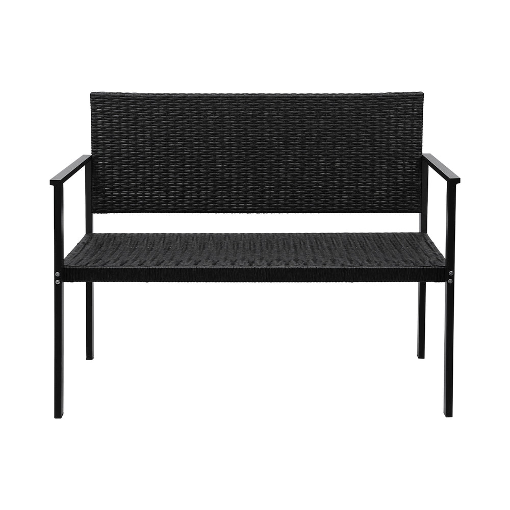 Marlook Outdoor Garden Bench Seat Rattan Chair Steel Patio Furniture Park Black
