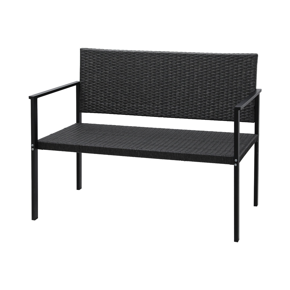 Marlook Outdoor Garden Bench Seat Rattan Chair Steel Patio Furniture Park Grey