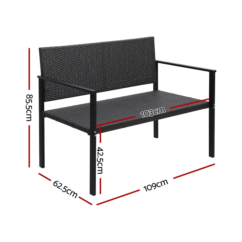 Marlook Outdoor Garden Bench Seat Rattan Chair Steel Patio Furniture Park Grey