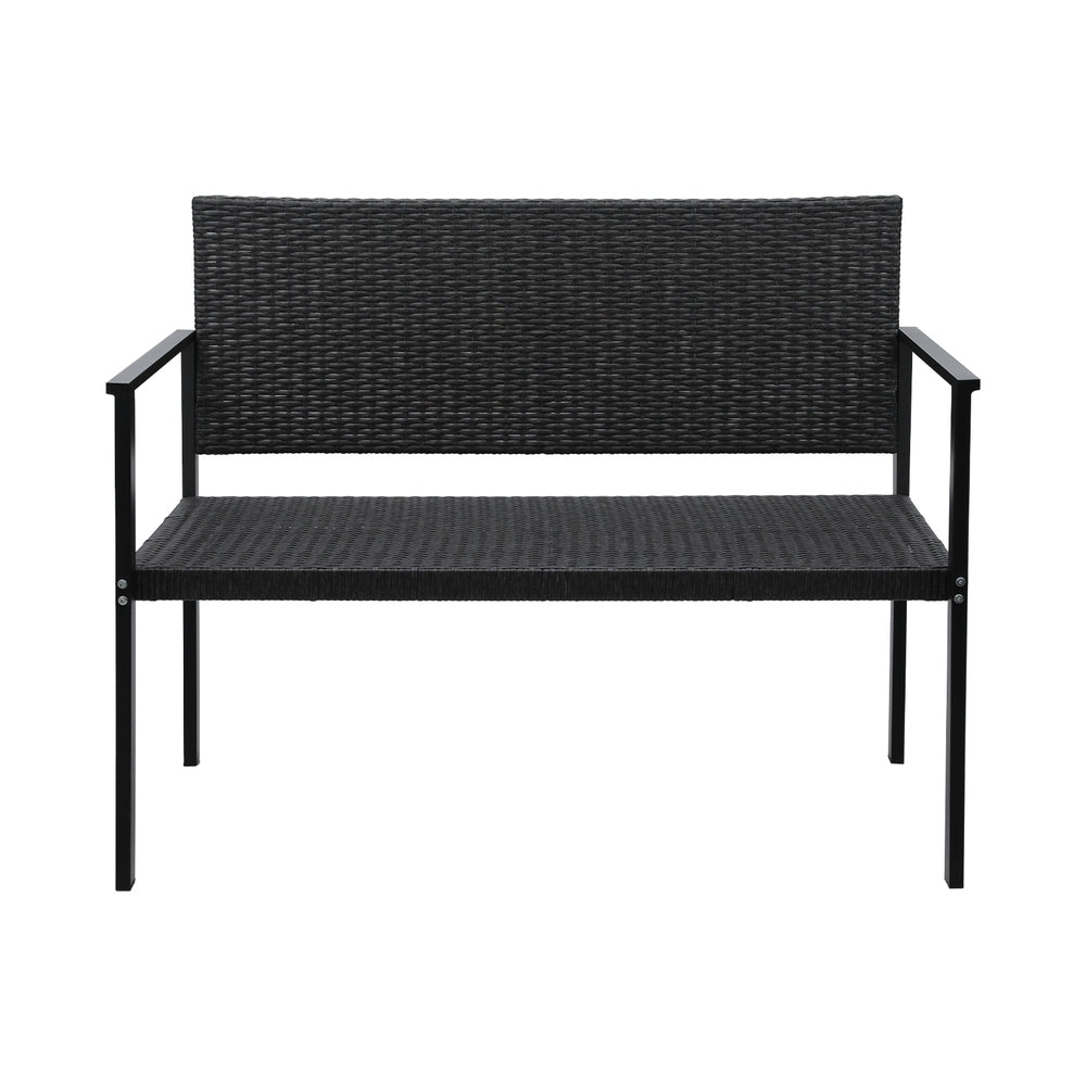 Marlook Outdoor Garden Bench Seat Rattan Chair Steel Patio Furniture Park Grey