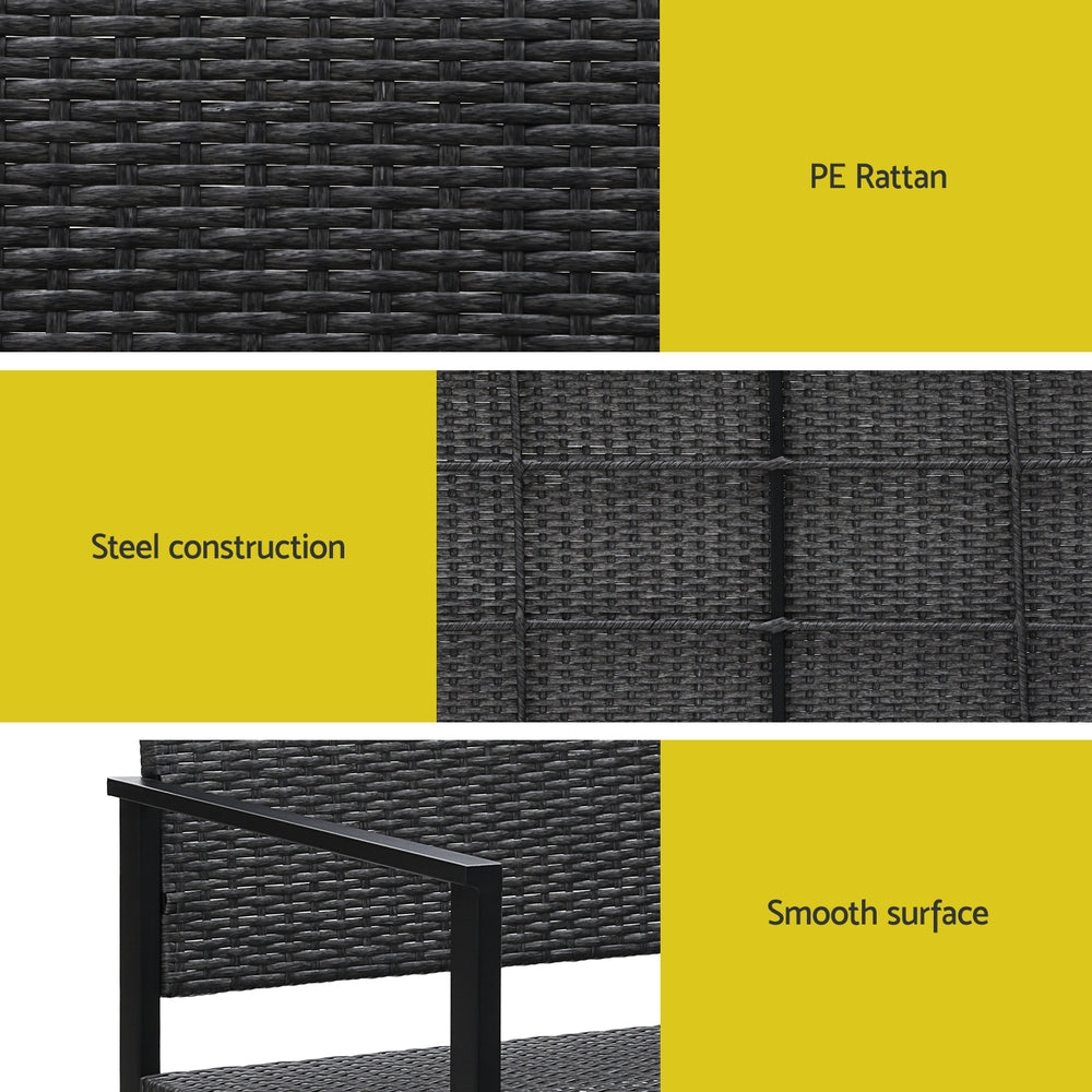 Marlook Outdoor Garden Bench Seat Rattan Chair Steel Patio Furniture Park Grey