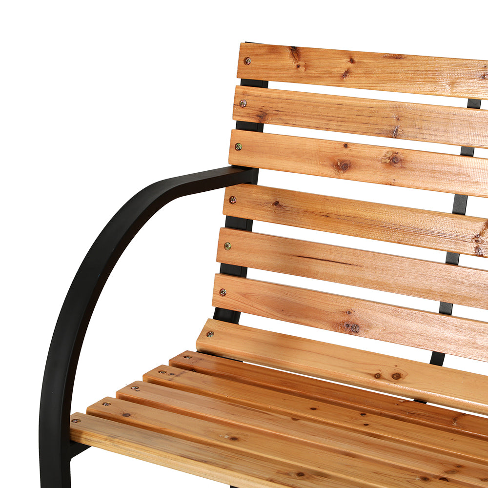 Marlook Outdoor Garden Bench Seat 120cm Wooden Steel 2 Seater Patio Furniture Natural