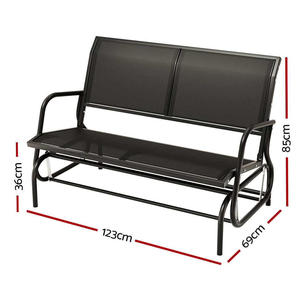 Marlook Outdoor Garden Bench Seat Swing Glider Rocking 2 Seater Patio Furniture Black