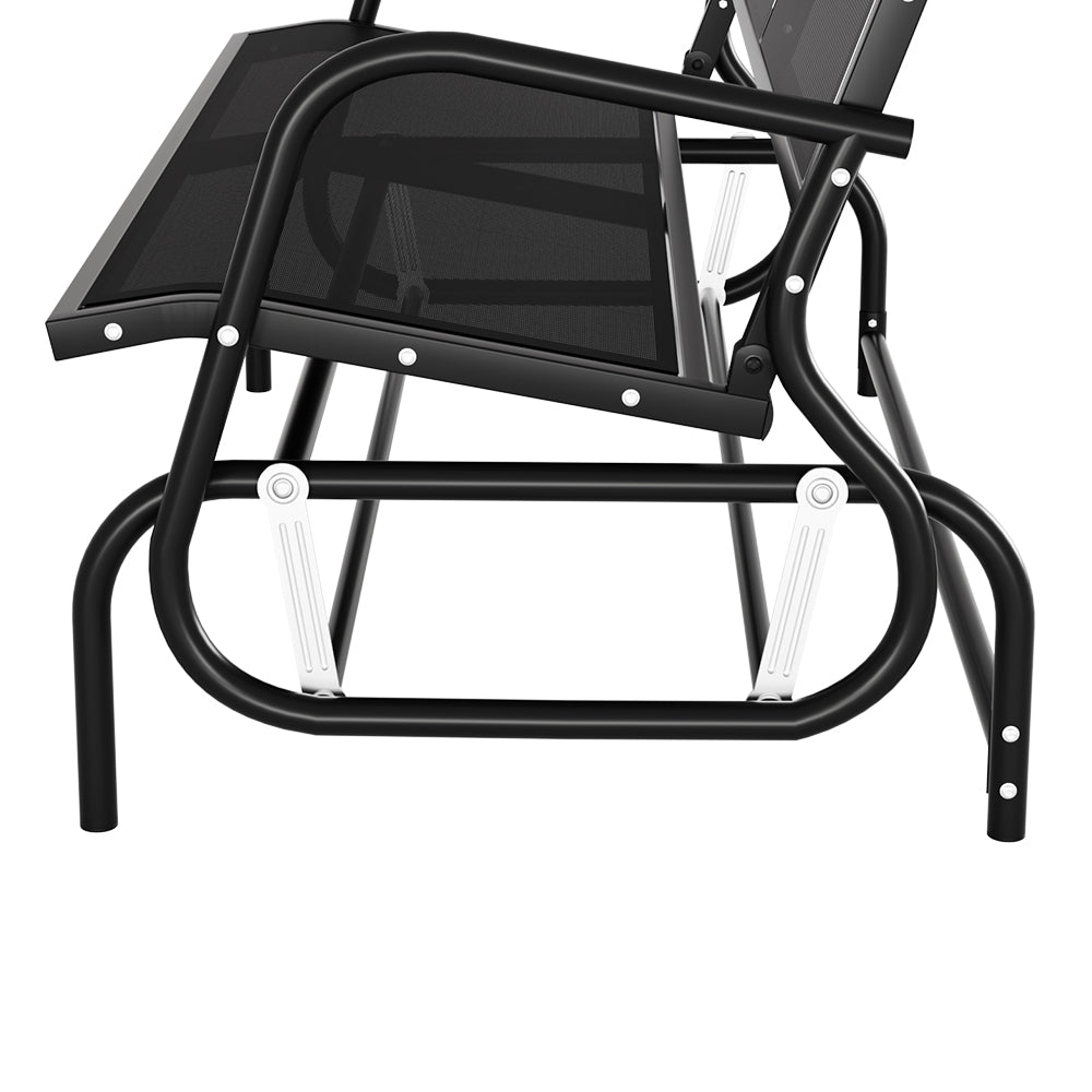 Marlook Outdoor Garden Bench Seat Swing Glider Rocking 2 Seater Patio Furniture Black