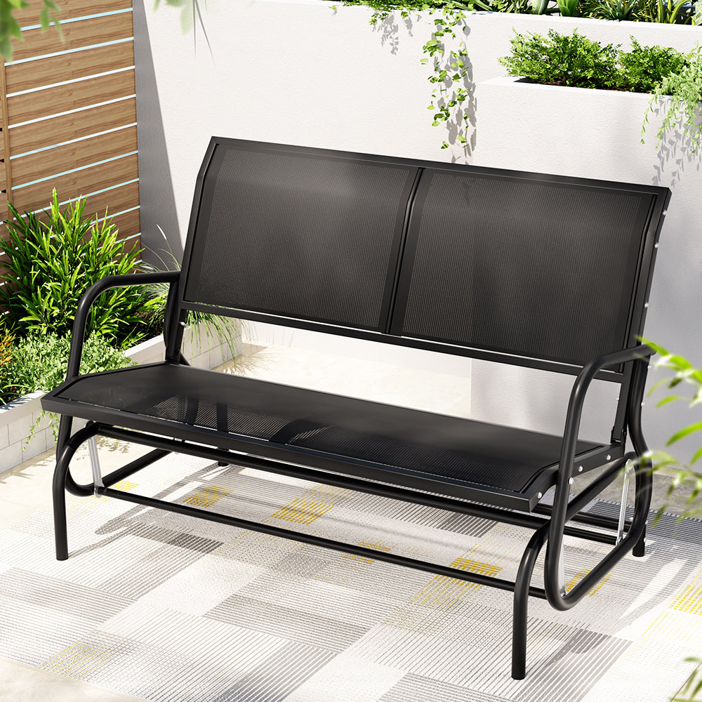 Marlook Outdoor Garden Bench Seat Swing Glider Rocking 2 Seater Patio Furniture Black