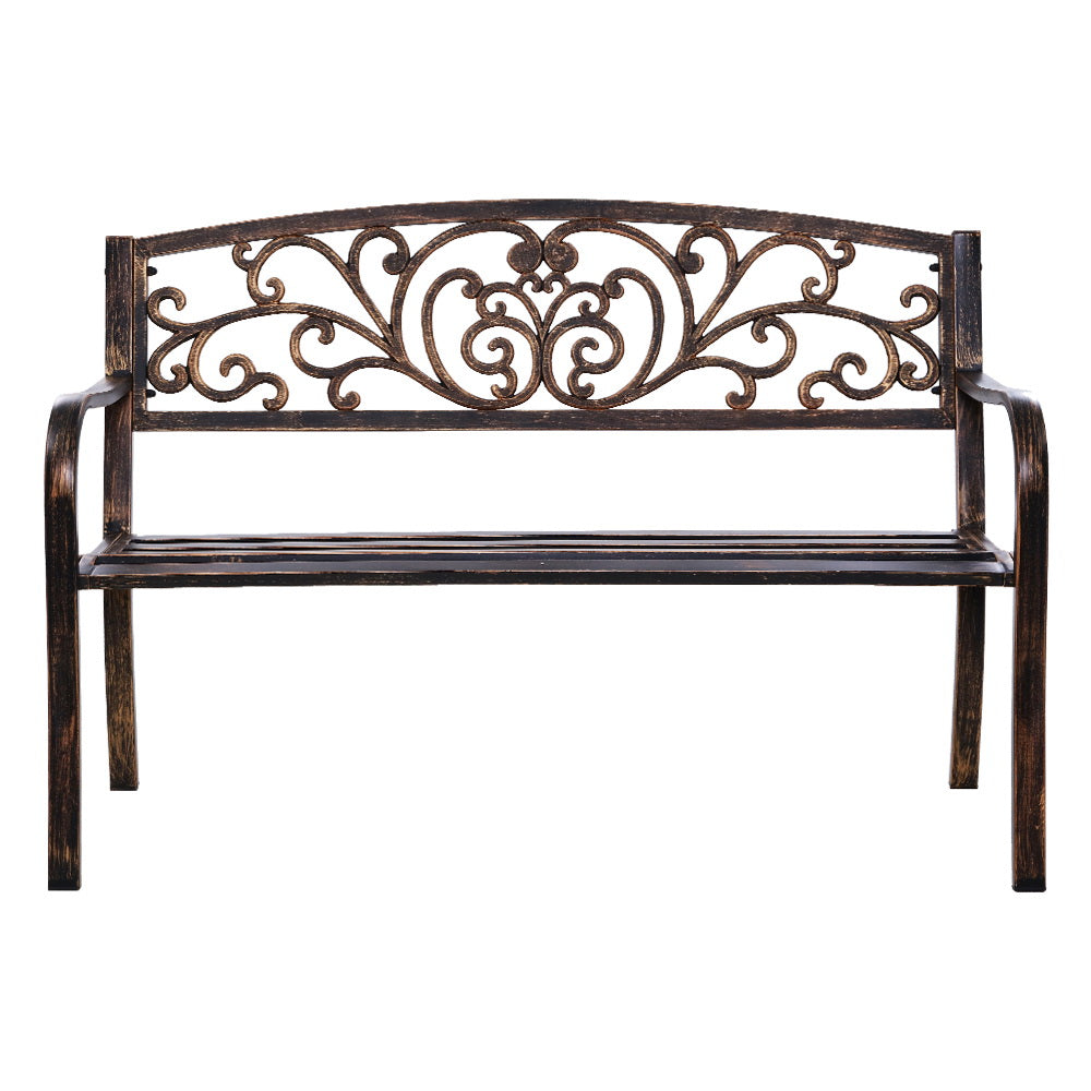 Marlook Outdoor Garden Bench Seat Steel Outdoor Furniture 3 Seater Park Bronze