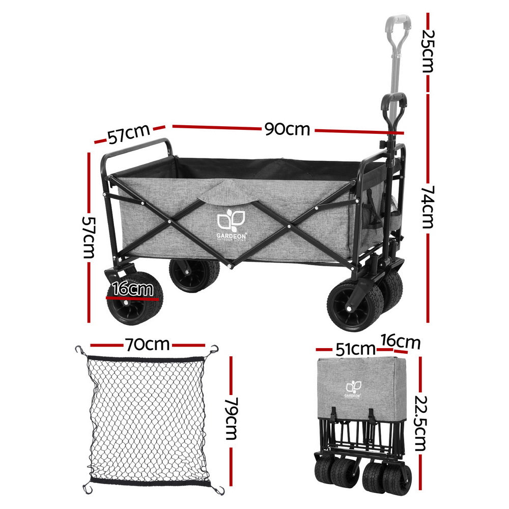 Marlook Garden Cart with Cargo Net Grey