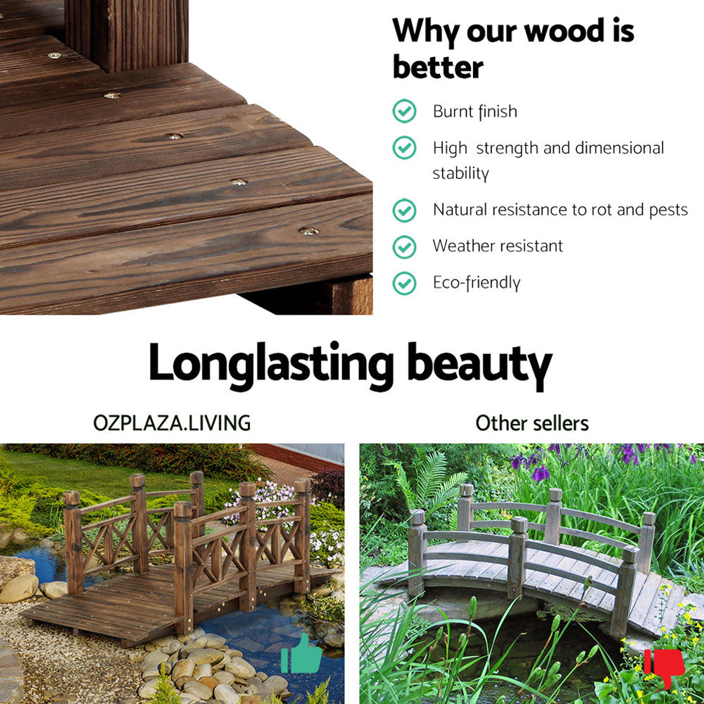 Marlook Garden Decor Outdoor Ornament Wooden Bridge 150cm
