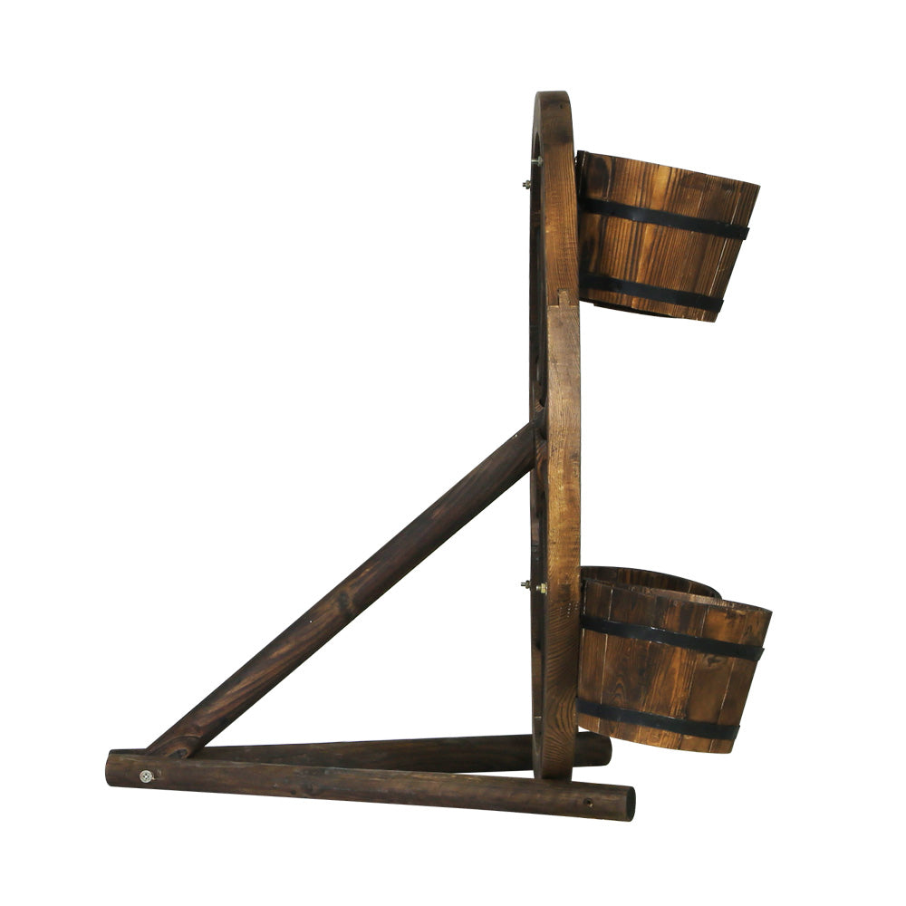 Marlook Garden Decor Plant Stand Outdoor Ornament Wooden Wagon Wheel 80cm