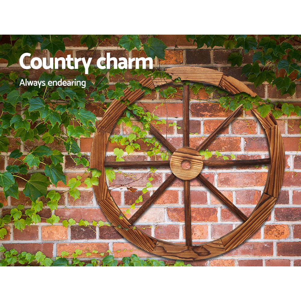 Marlook Garden Decor Outdoor Ornament Wooden Wagon Wheel