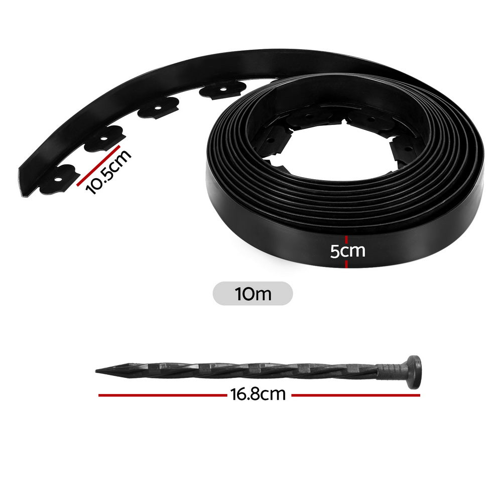 Marlook Garden Edging 5CM x 10M Border Support Landscape Edge Black X2