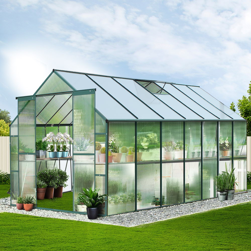 Marlook Greenhouse 4.43x2.44x2.15M Aluminium Polycarbonate Green House Garden Shed