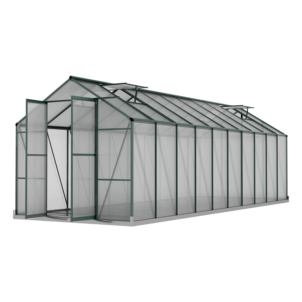 Marlook Greenhouse 6.3x2.44x2.1M Aluminium Polycarbonate Green House Garden Shed