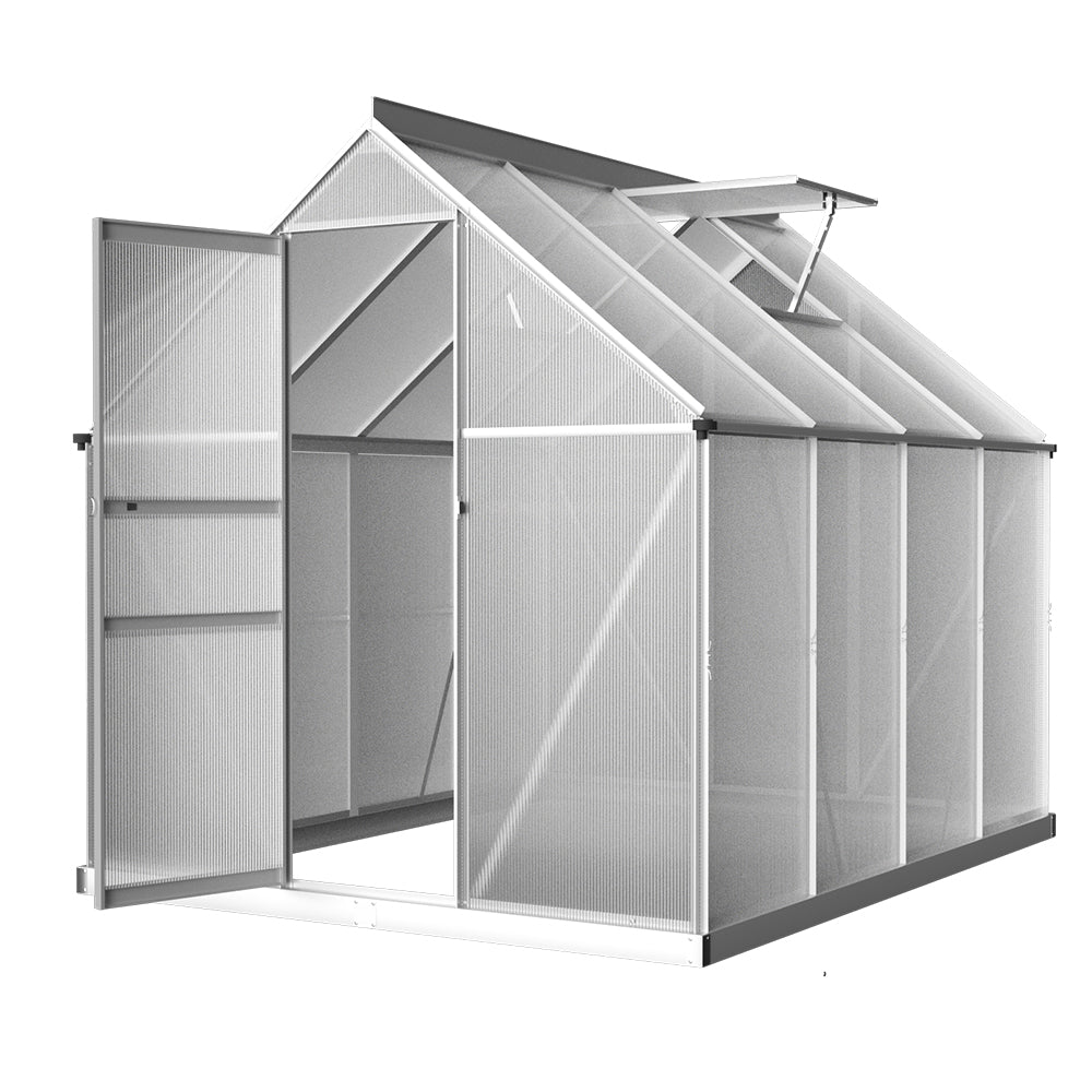 Marlook Greenhouse Aluminium Green House Polycarbonate Garden Shed 2.4x1.9M