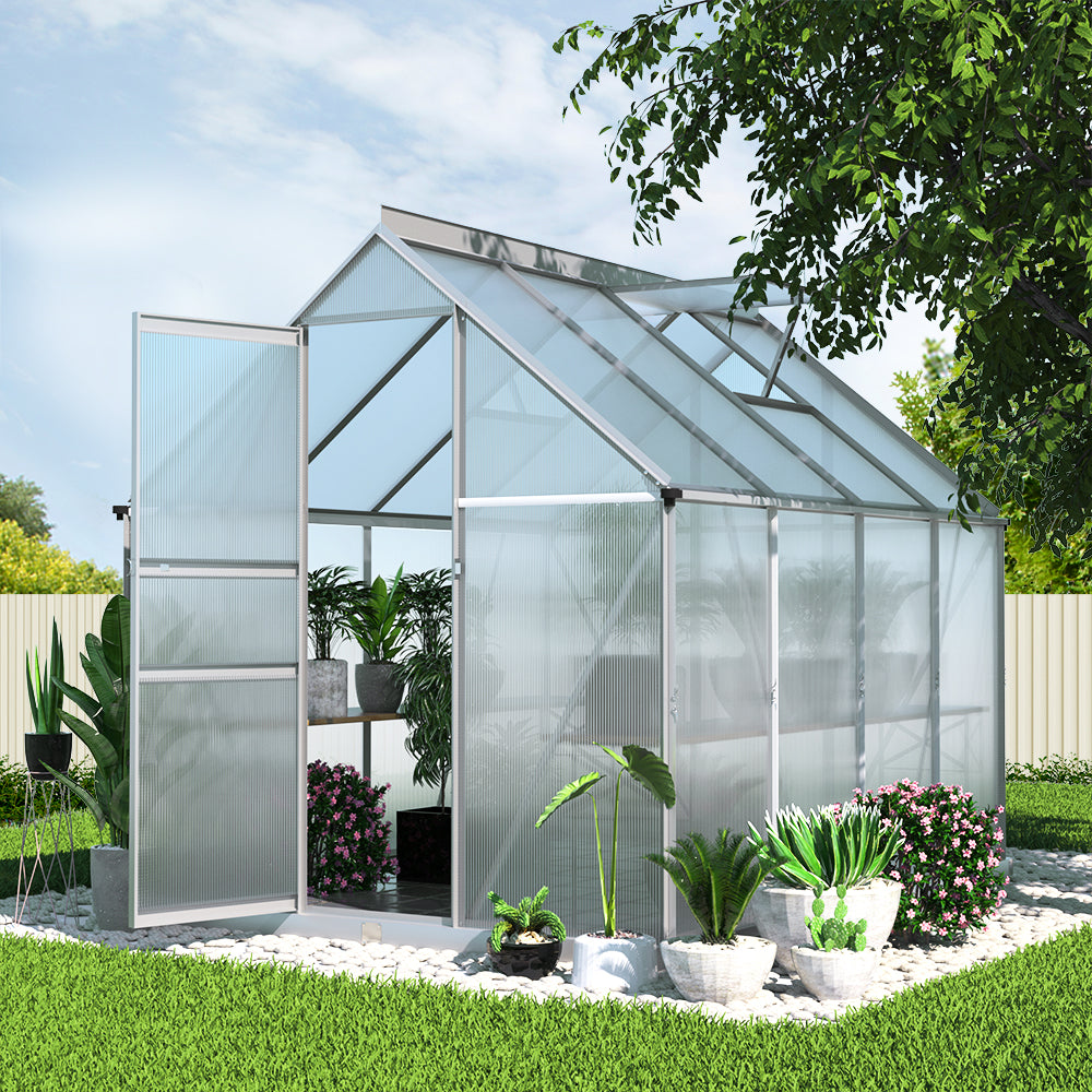 Marlook Greenhouse Aluminium Green House Polycarbonate Garden Shed 2.4x1.9M
