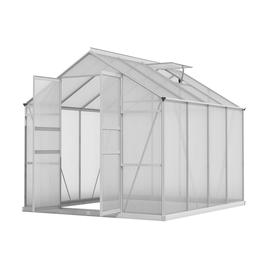 Marlook Aluminium Greenhouse Green House Polycarbonate Garden Shed 2.4x2.5M