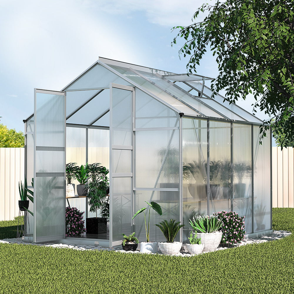 Marlook Aluminium Greenhouse Green House Polycarbonate Garden Shed 2.4x2.5M