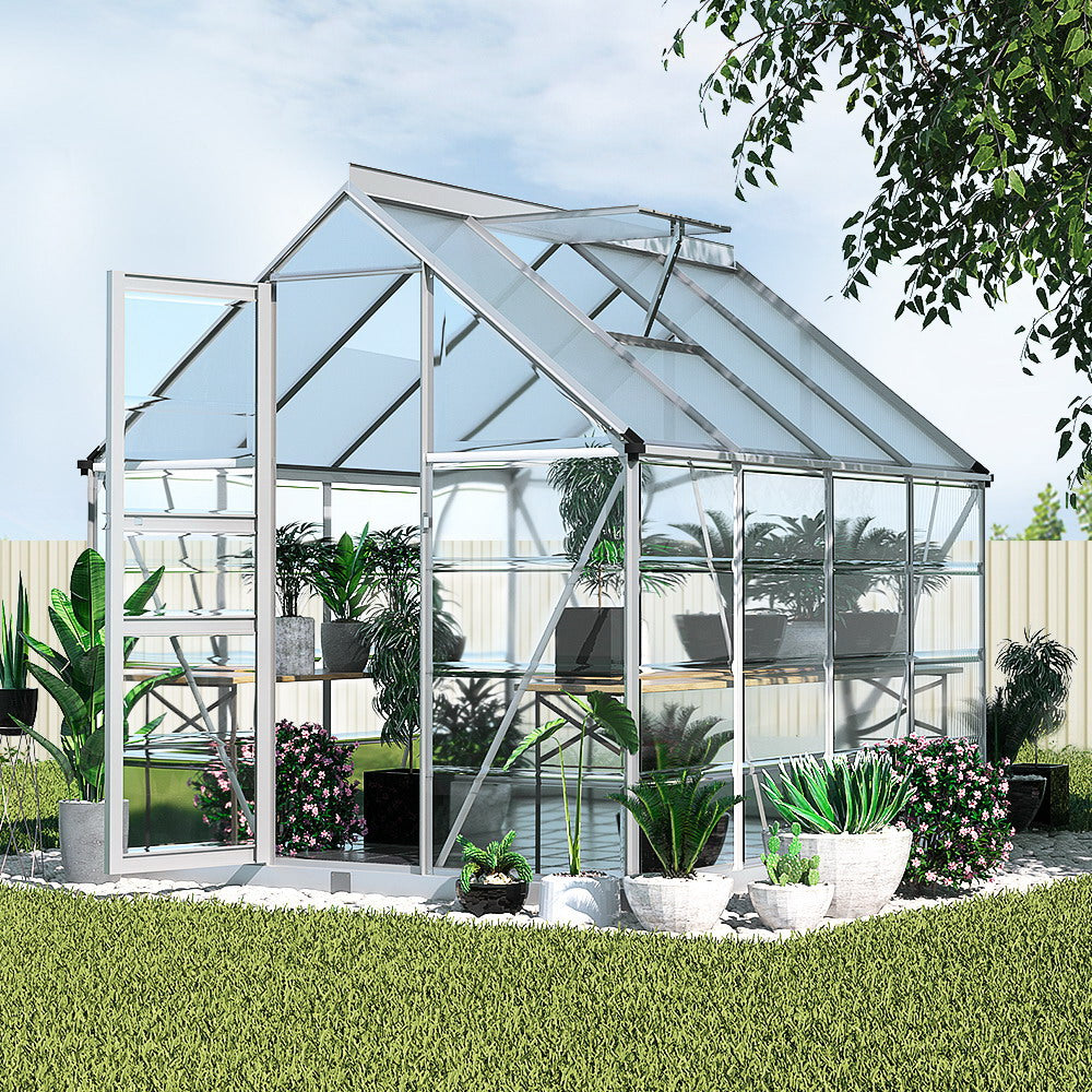 Marlook Greenhouse 2.48x1.89x2M Aluminium Polycarbonate Green House Garden Shed