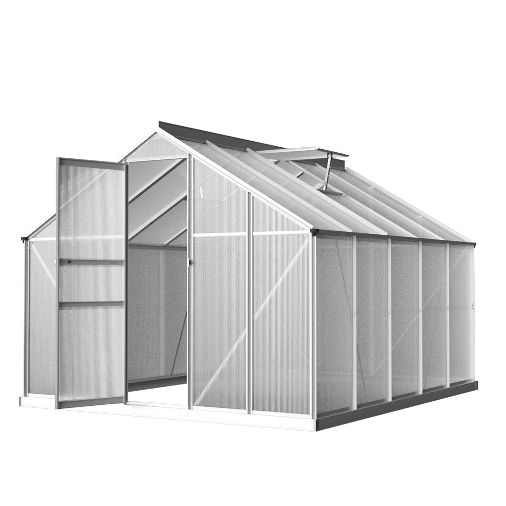 Marlook Greenhouse 3x2.5x1.95M Aluminium Polycarbonate Green House Garden Shed