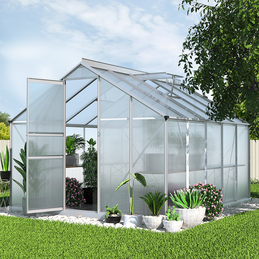 Marlook Greenhouse 3x2.5x1.95M Aluminium Polycarbonate Green House Garden Shed