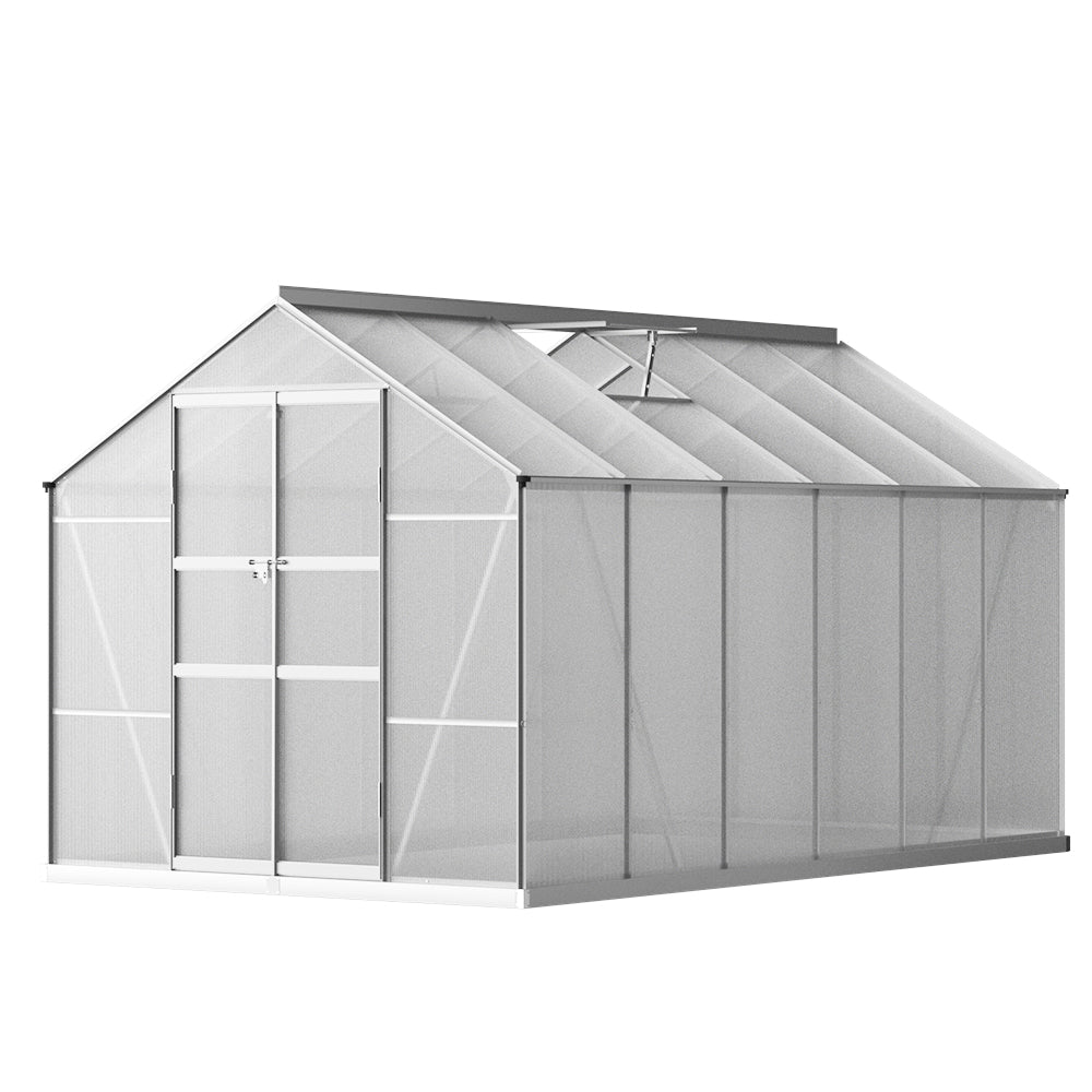 Marlook Greenhouse 3x2.5x2.26M Double Doors Aluminium Green House Garden Shed