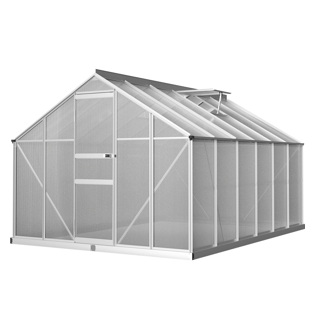 Marlook Greenhouse 3.6x2.5x1.95M Aluminium Polycarbonate Green House Garden Shed