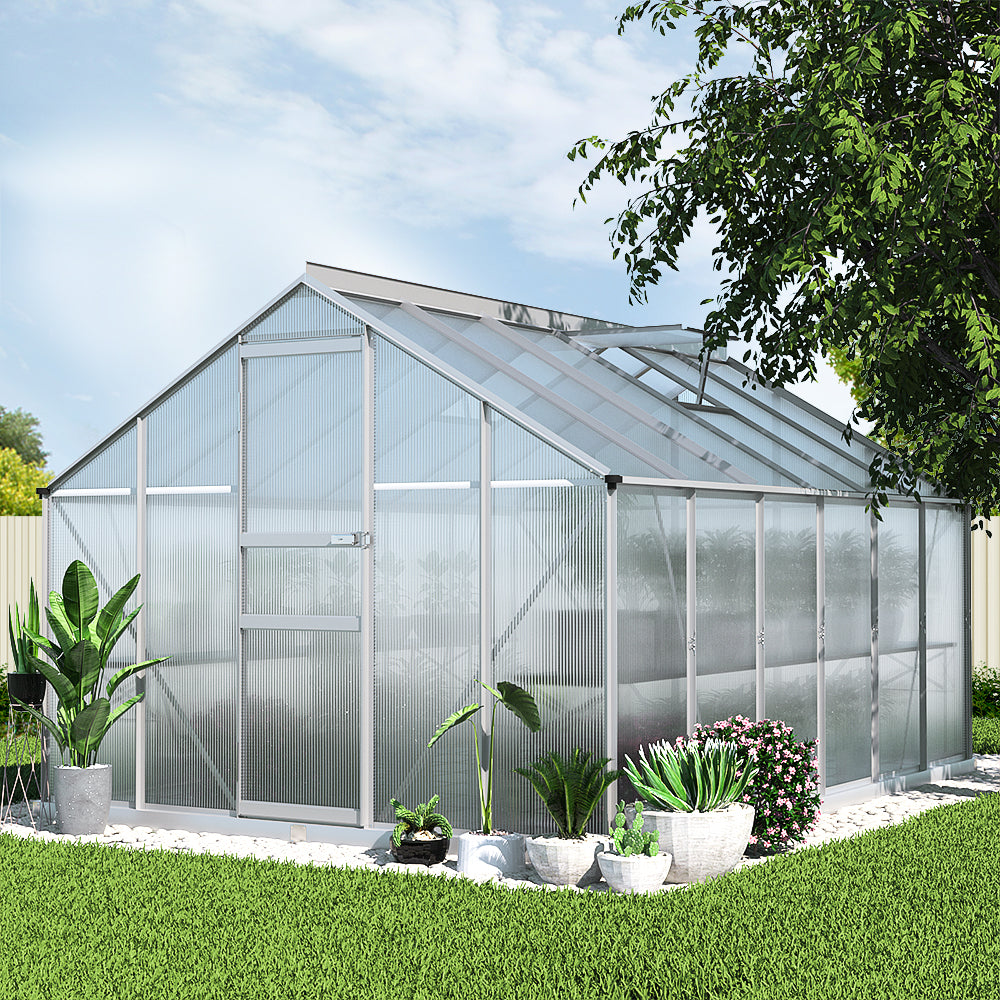 Marlook Greenhouse 3.6x2.5x1.95M Aluminium Polycarbonate Green House Garden Shed