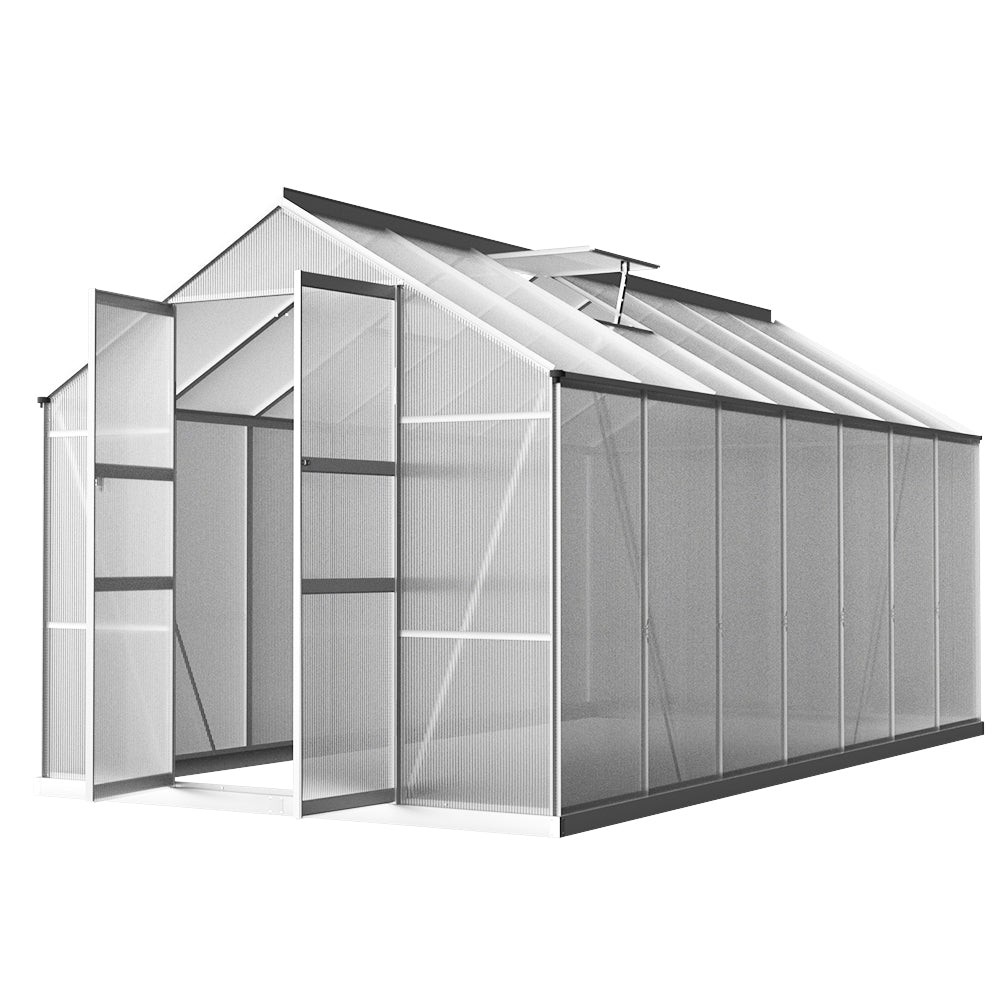 Marlook Greenhouse 4.1x2.5x2.26M Double Doors Aluminium Green House Garden Shed