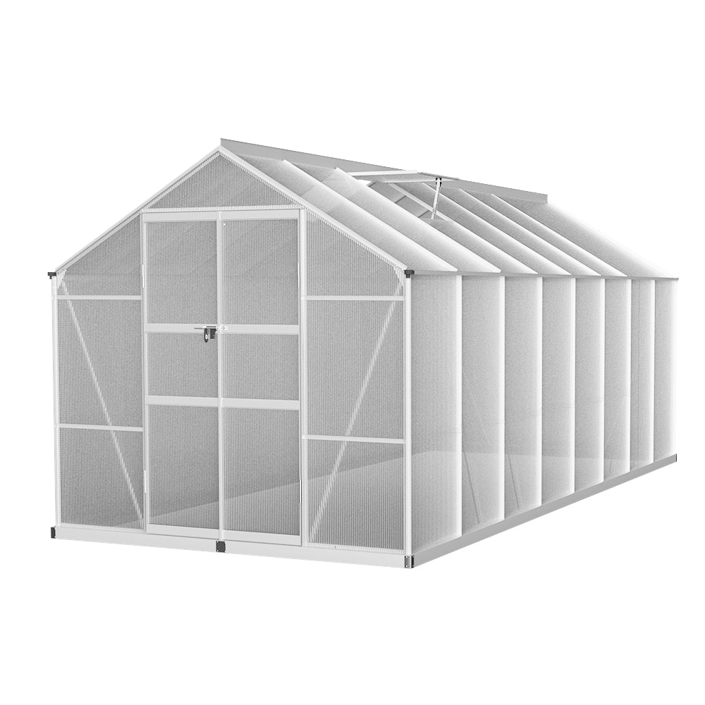 Marlook Greenhouse 4.7x2.5x2.26M Double Doors Aluminium Green House Garden Shed