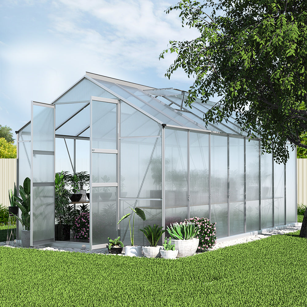 Marlook Greenhouse 4.7x2.5x2.26M Double Doors Aluminium Green House Garden Shed