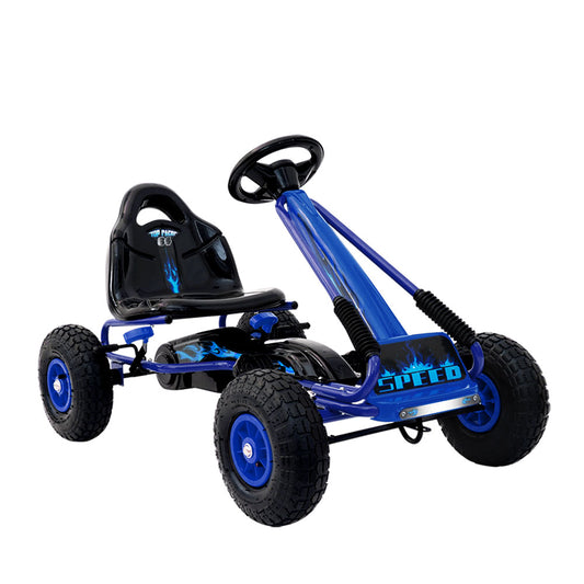 Marlook Kids Pedal Go Kart Ride On Toys Racing Car Rubber Tyre Blue