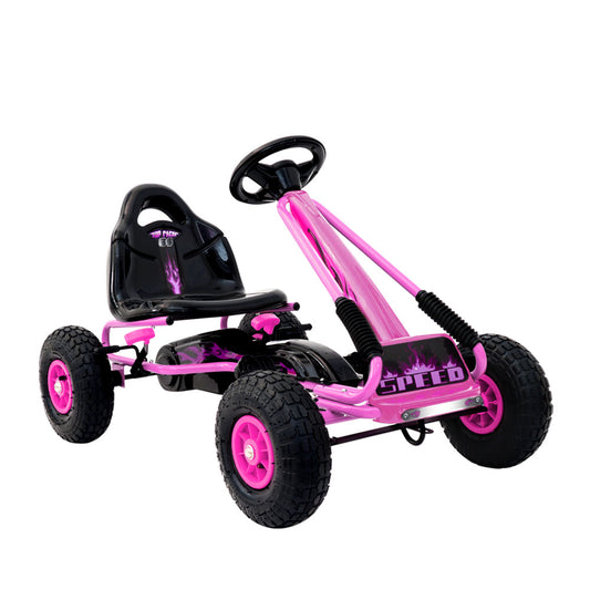 Marlook Kids Pedal Go Kart Ride On Toys Racing Car Rubber Tyre Pink