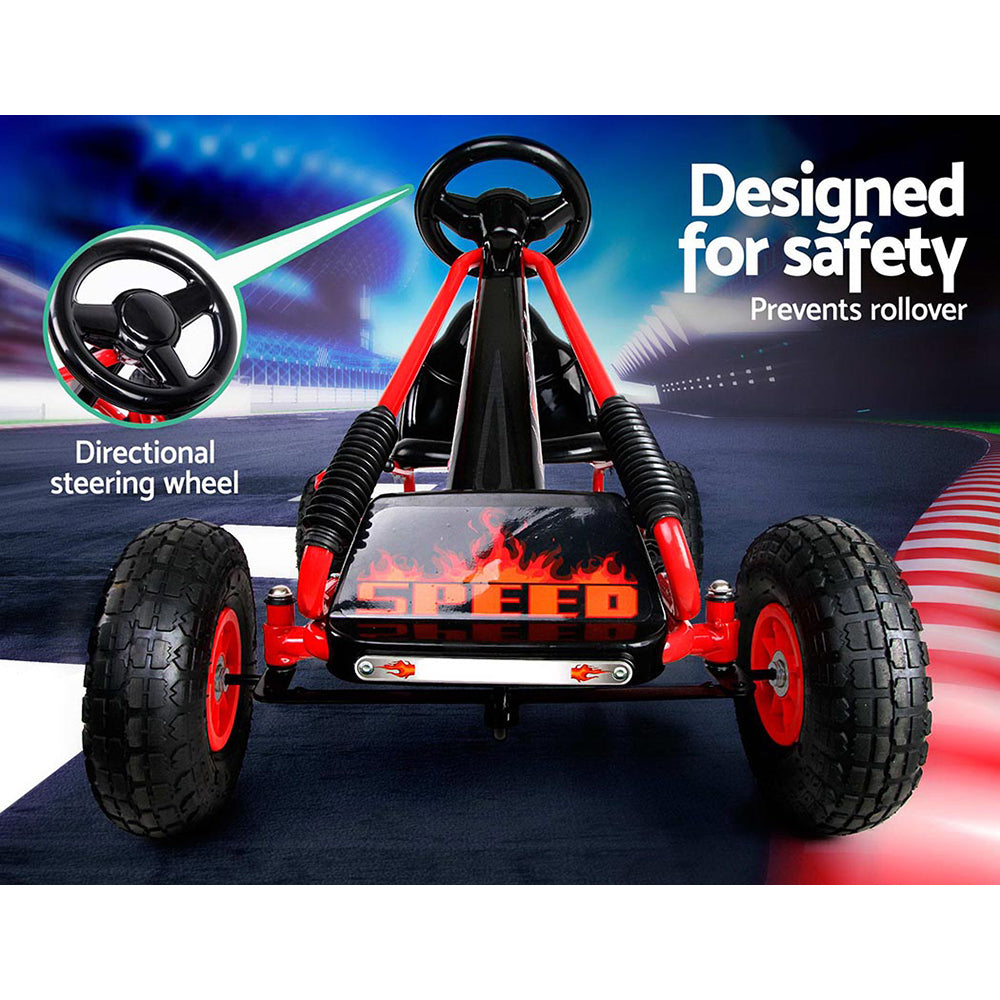 Marlook Kids Pedal Go Kart Ride On Toys Racing Car Rubber Tyre Red