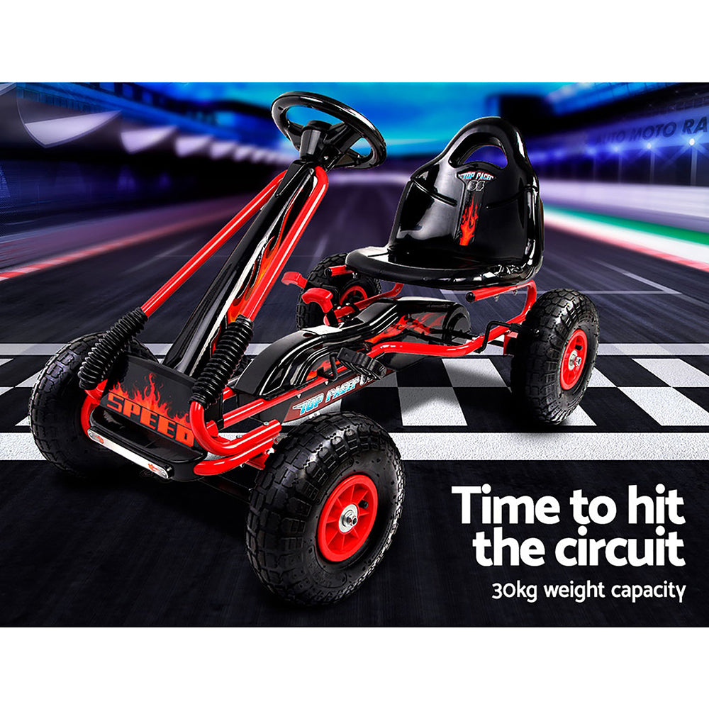 Marlook Kids Pedal Go Kart Ride On Toys Racing Car Rubber Tyre Red